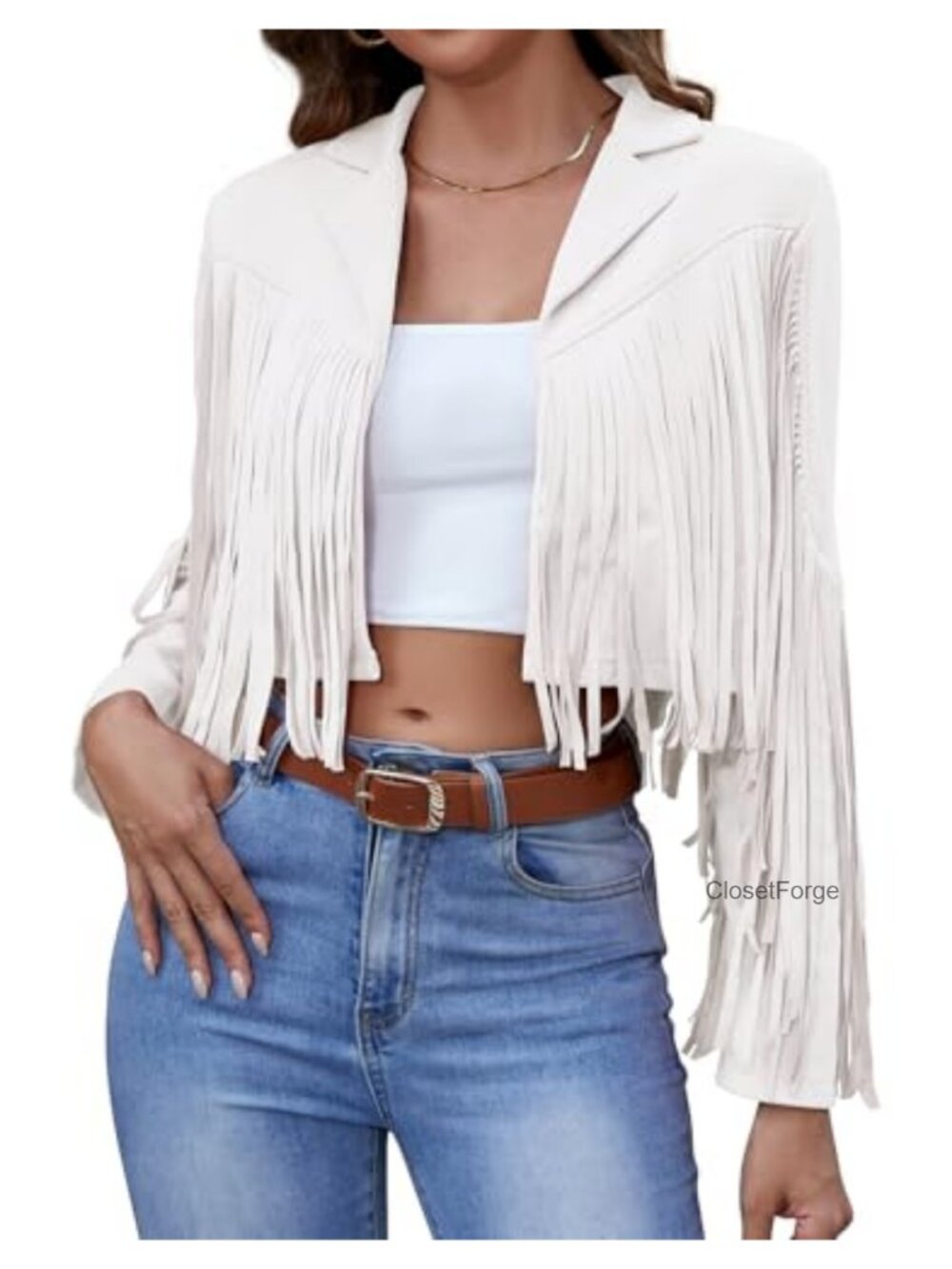 Faux Suede Fringe Crop Jacket Western Tassel Cowgirl